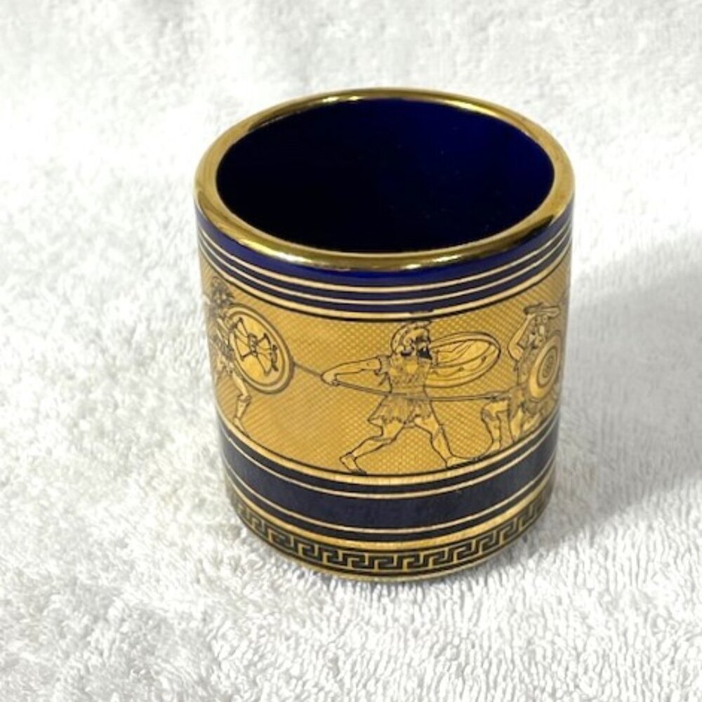 Greek cup in cobalt and 24K gold. - Picture 3 of 5